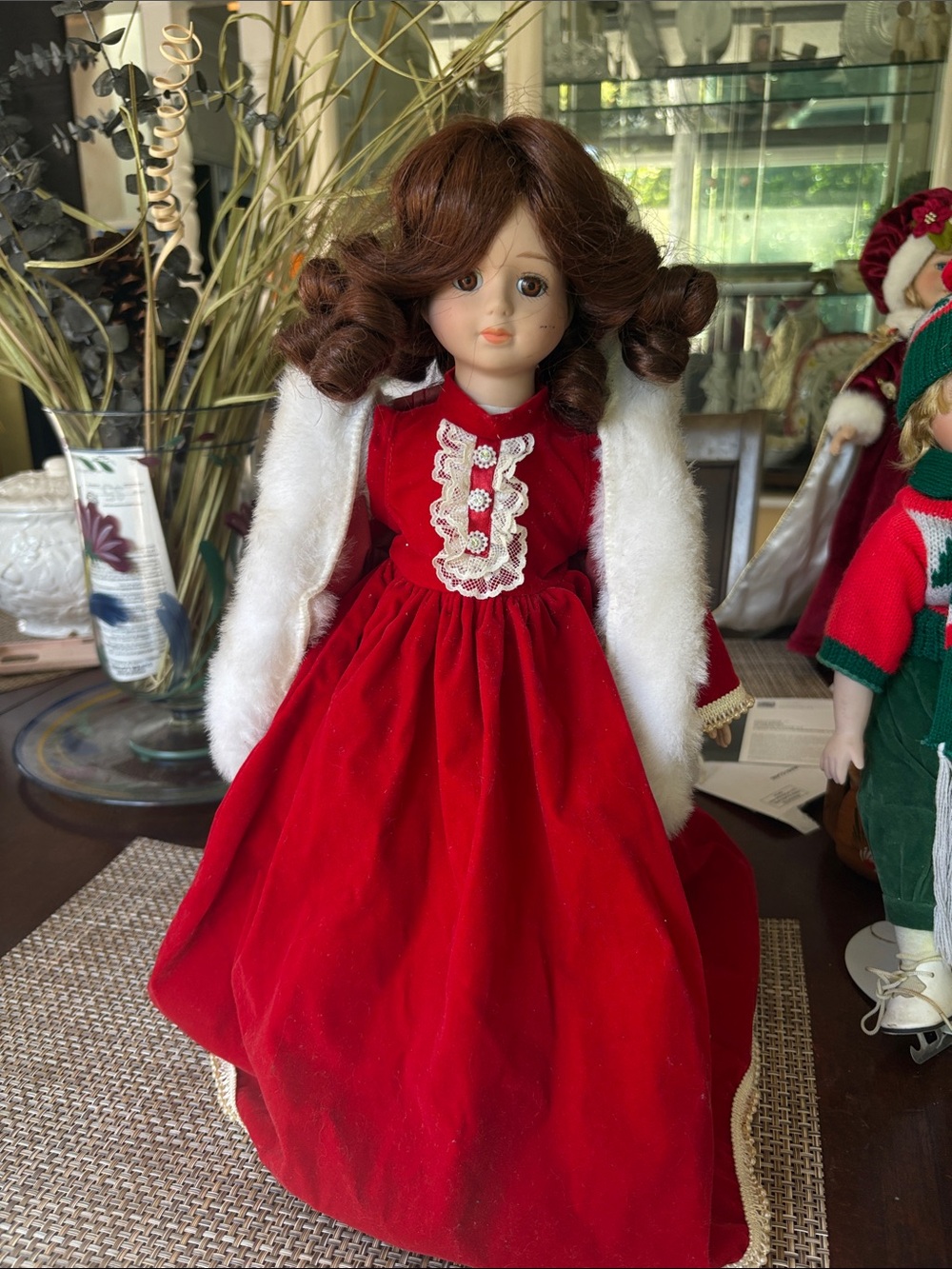 Red Velvet Holiday Doll with White Faux Fur Cape - Unbranded